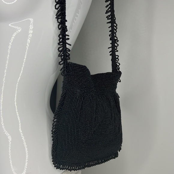 Delill Hand Made Black Beaded Tassels Snap Shoulder Bag - Picture 7 of 12